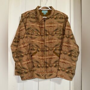 Tasha Polizzi Jacket Size XL Bon Fire Full Zip Southwestern Brown‎ Cotton Aztec